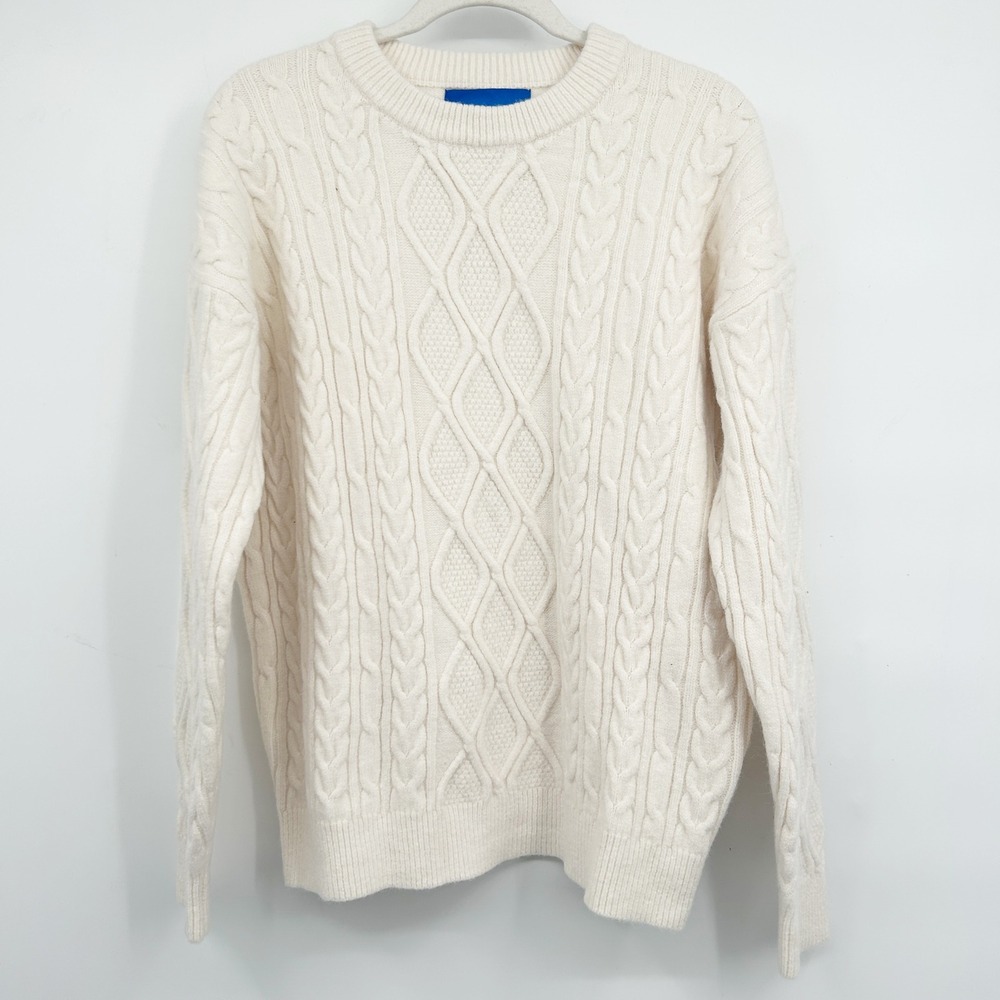 Aelfric Eden‎ Mens Cream Cable Knit Preppy Academia Oversized Sweater Size S